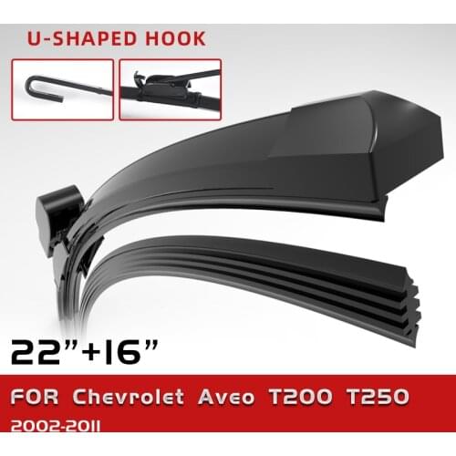 CELANOVA Double Sided Rubber Windscreen Wiper Front Wiper Blades For Chevrolet Aveo T200 T250 2002-2011 22"+16"