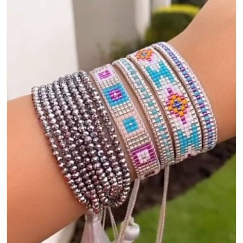 Pretty Bead Miyuki Women Jewelry Sale Cute Popular Fashion Wholesale Gift pattern bracelet Set