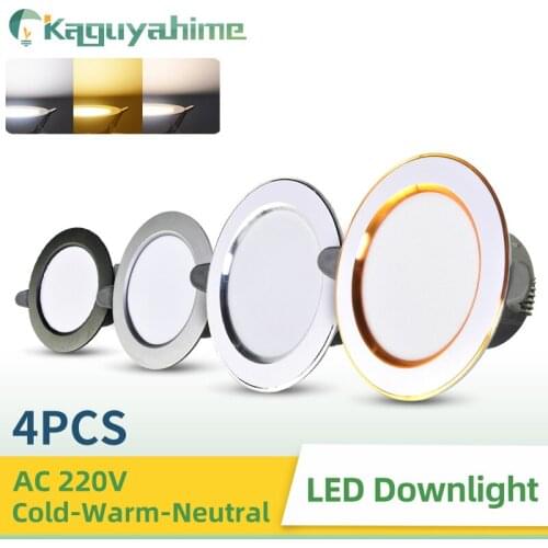 K-RU Downlight LED Natural White/Warm/Cold White 5W 3W Downlights AC 220V 240V Silver Indoor Round Recessed Lighting