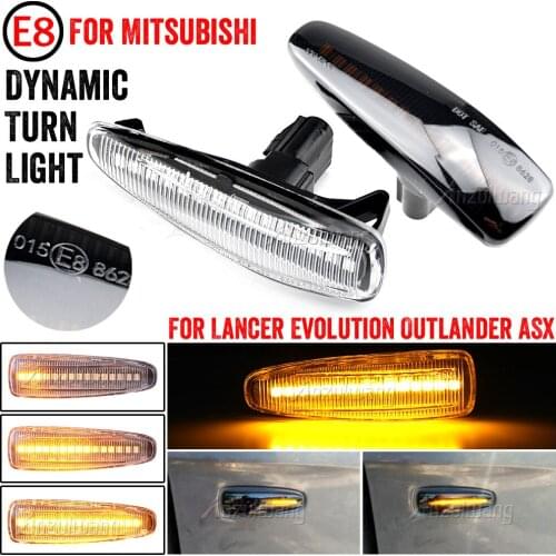 LED Dynamic Turn Signal Light Side Fender Marker Lamp Trim For Mitsubishi Lancer Evolution Evo X Outlander Sport RVR ASX Mirage