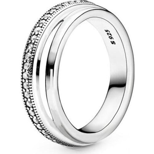 Triple Band Pave Rings for Women 925 Sterling Silver Clear CZ Wedding Engagement Ring Stagement Jewelry Bijoux Anillos 2020