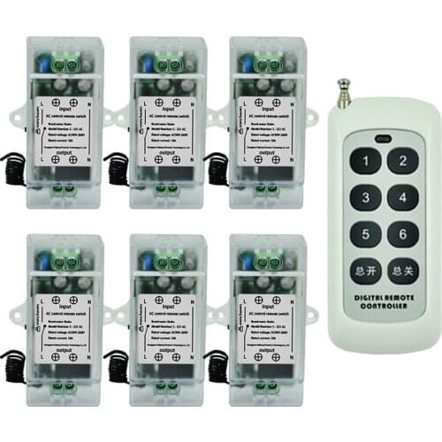 Smart Home AC 220V 6 Channel wireless remote control switch