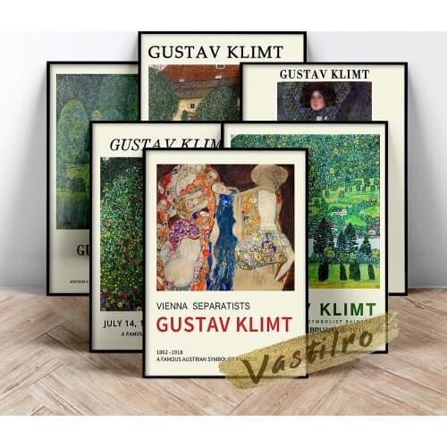 Gustav Klimt Vintage Art Prints Poster Exhibition Museum Retro Canvas Painting Home Decor Living Room Wall Stickers Picture Gift