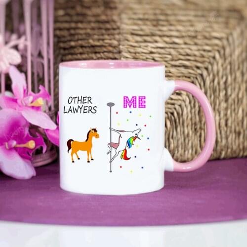 Funny unicorn mug Lawyer Friends Birthday 350ml Pink White Ceramic Creative Coffee Mug and Tea Cup