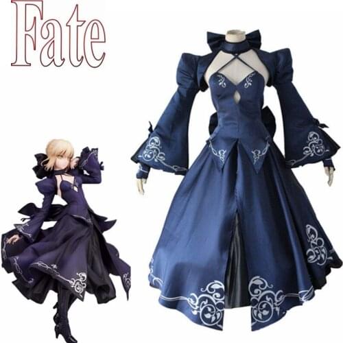 Fate Stay Night Saber Alter Arturia Pendragon Cosplay Costume Women Anime FGO Zero Fate Black Bride Gothic Lolita Dress