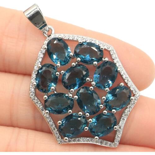 52x27mm Deluxe Big Created Pink Raspberry Rhodolite Garnet Zircon Womans Jewelry Making Silver Pendants