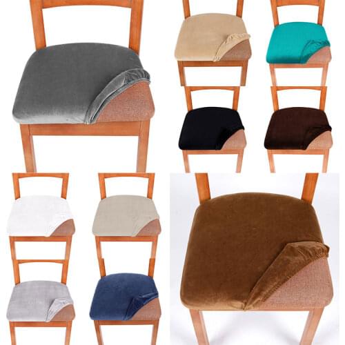1Pcs Silver Fox Solid Square Cushion Cover Multicolor Stretchable Dining Chair Covers Spandex Chair Seat Protector