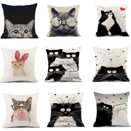 2pcs/set European Style Cute Cat Animal Pillowcase Sofa Decorated Throw Cushion Cover Sqaure Pillow Case for Car Home Textile