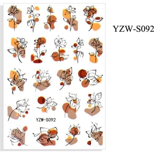 3D Nail Sticker Sketch Flower Lily Slider Nails Art Decoration Wraps Decals Cute Design Adhesive Manicure Tips Stickers Pegatina