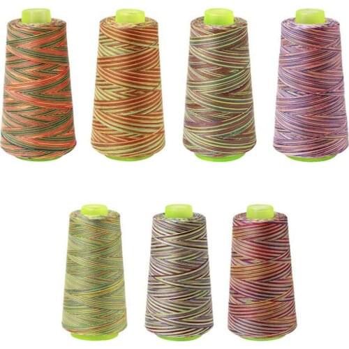7PCS/LOT 3000 Yds 7 Color Overlocking Sewing Machine Polyester Thread Cones All Purpose