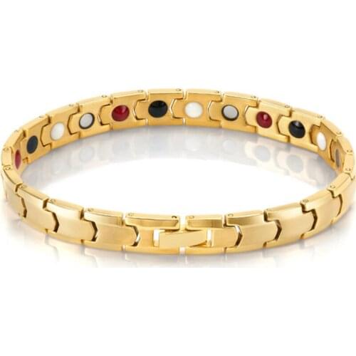 Health Energy Bracelet Male Stainless Steel Magnetic Armband Men Luxury Gold-color Chain Link Bracelets for Women Female Jewelry