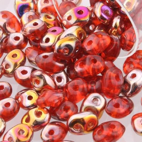 Taidian Czech Red Super Duo Beads 5*2mm Glass Seedbeads Perline Two Hole Crystal Beads Handmade Earrings 3g Or 5 Grams