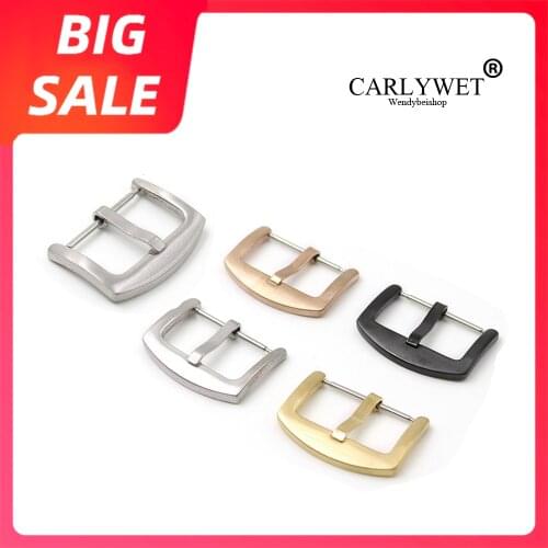 CARLYWET 18 20 22 24mm New Top Quality 316L Stainless Steel Brushed Matt 3mm Tang Tongue Pin Buckle For Rolex Omega Watch Strap