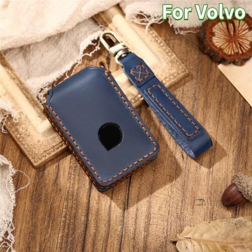 Leather Car Key Cover for Volvo XC40 XC60 S90 XC90 V90 T5 T6 T8 Polestar 2 Key Protect Keychain Car Key Case Car Key Holer