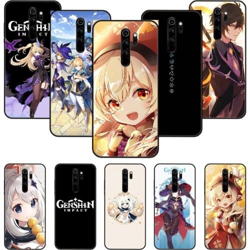 Phone Case For Xiaomi Redmi Note 8 8T 7 7A 9 9S 8A 4 5 Pro Black Cover Coque Luxury Prime Tpu Shell Fashion Genshin Impact Game