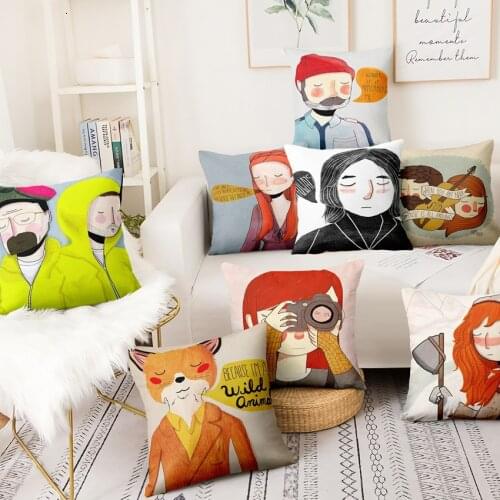 Nordic Cartoon Figure Illustration Cushion Decorative Pillow Scandinavian Cushions Home Pillows Decoration Sofa Throw Pillow