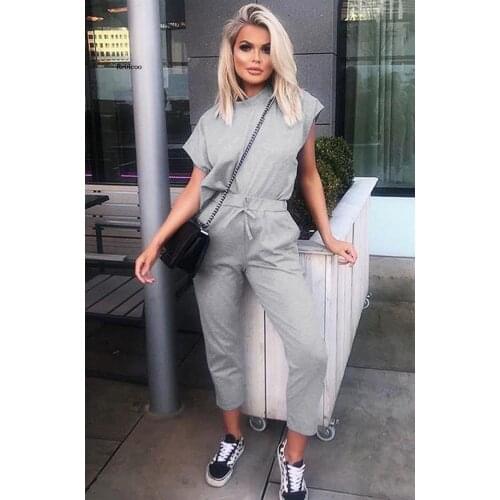 Womens Plus Size Two Piece Suit Summer Suit Short Sleeve Solid Casual Tracksuit Suit Female Sportswear Suits with Pants