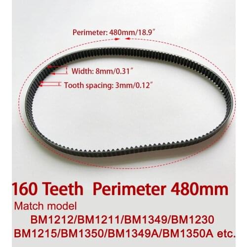 160T Breadmaker Conveyor Belts bread machine belts Bread Maker Parts 160Teeth Perimeter 480mm Kitchen Appliance accessories