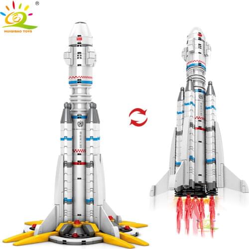 HUIQIBAO TOYS 332pcs Wandering earth Rocket Building Blocks For Children City Space Aerospace Shuttle Astronaut Bricks
