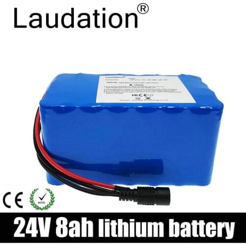 Laudation 24V 8ah Electric Bicycle Lithium Battery High Quality 29.4V8000mAh 7S 4P For 250W 350W Wheelchair Motor With 15A BMS