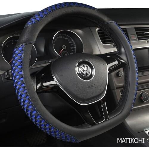 MATIKOHI Carbon Fiber Leather Car Steering Wheel Cover For Skoda Octavia Kodiaq Rapid Fabia Yeti Karoq