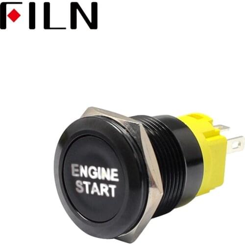 19mm 12v LED black shell metal push button switch dashboard custom ENGINE START symbol C40 car racing switch