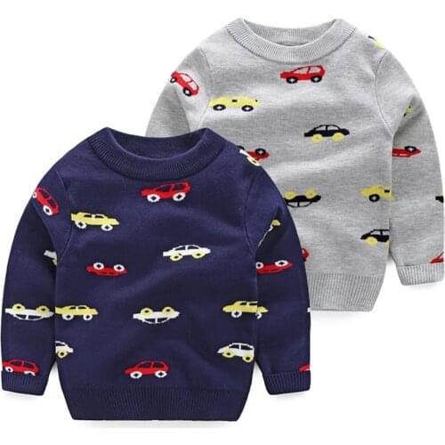 Kids Baby Boy cute Top Childrens wear round-neck sweater autumn/winter hot style boys cartoon Car knitted jacket Top TP19016