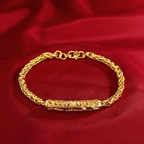 FASHION GOLD BRACELET FOR MEN WOMEN DELICATE HOLLOW AUSPICIOUS CLOUD HAND JEWELRY 14K YELLOW GOLD NON-FADING CRAFT BRACELET GIFT
