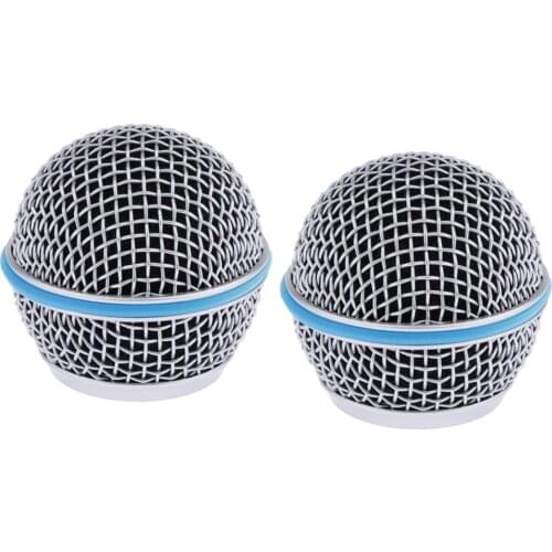 Set Of 2 Microphone Mesh Grill Ball Head With Inner Foam Filter Parts Accessory