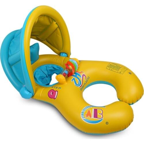 Inflatable Mother Baby Swim Float Ring Kids Seat Double Person Swimming Soft Ring Swimming Floating Circle Babyfloat Accessories