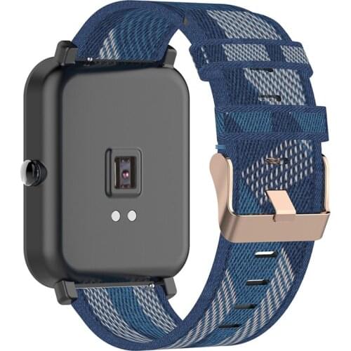Nylon Denim 20MM Watch Strap for Samsung Galaxy 42MM for Huawei GT2 42MM/Amazfit GTR 42MM Stripe Watch Band