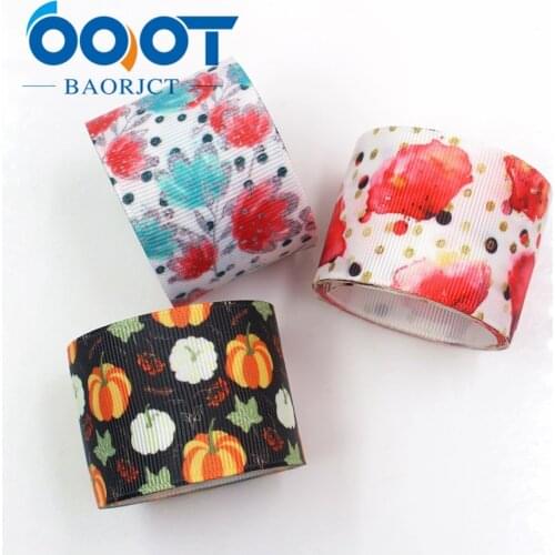 OOOT BAORJCT G-181020-1432,38 mm 10 yards Spring flowers Thermal transfer Printed grosgrain Ribbons,gift packaging DIY materials