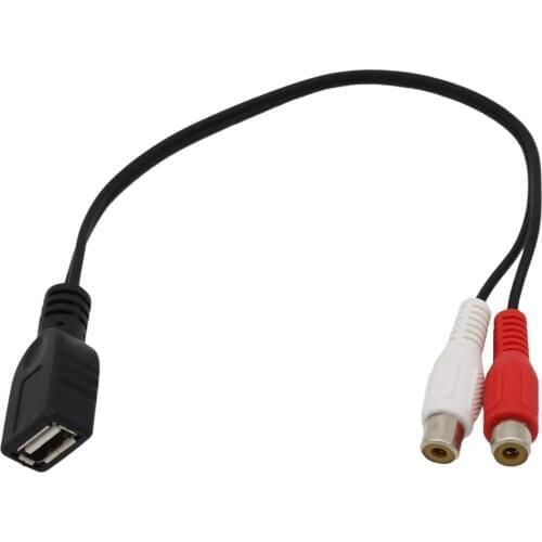 USB 2.0 A Female to 2x RCA Phono Female Splitter Audio Video AV PC TV Aux Composite Converter Adapter Cable Cord