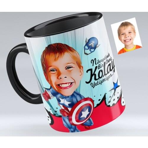 Personalized Male Child Caricature Of Black Mug cup-2
