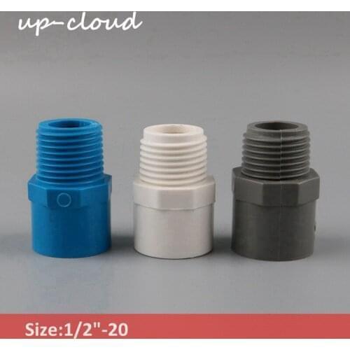 5pcs UP-CLOUD 1/2 inch to 20mm PVC Straight Connector 1/2" Male Thread PVC Pipe Adapter Garden Irrigation Tube Fittings