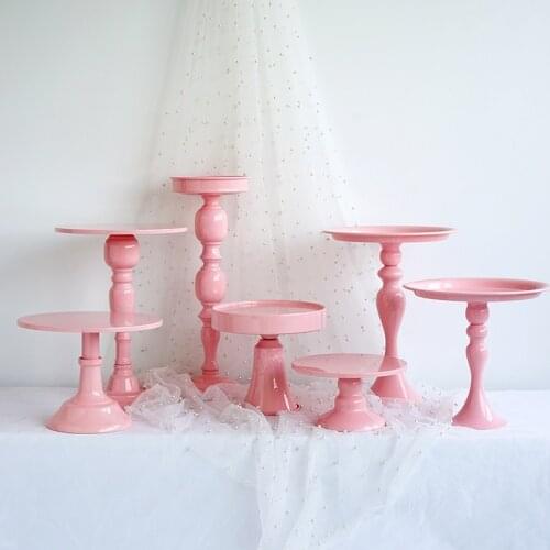 SWEETGO 1 Piece Pink High Feet Cake Stands for Fondant Cupcake Macaroon Tower Baby Room Decoration Dessert Table Party Suppliers