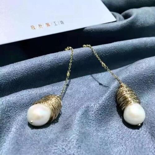 Baroque Pearl Drop-Earrings,original design women earrings with Natural Fresh-water Pearls,Jewelry gift for wedding party decor