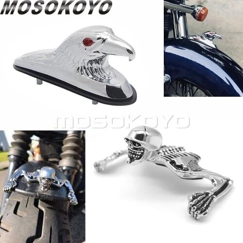 Universal Motorcycle Eagle Head/Skeleton Skull Front Fender Frames Ornament Statue for Harley Triumph Honda Mudguard Decoration
