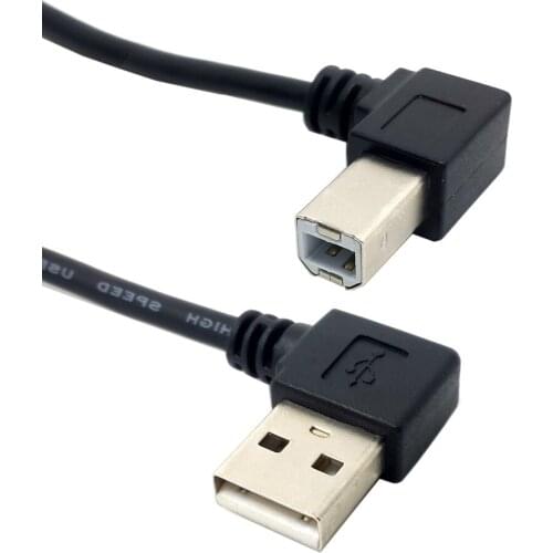 USB Printer cable 50cm 100cm 90 degree angle USB 2.0 A Male to right angle B male cable for printer External hard disk HDD