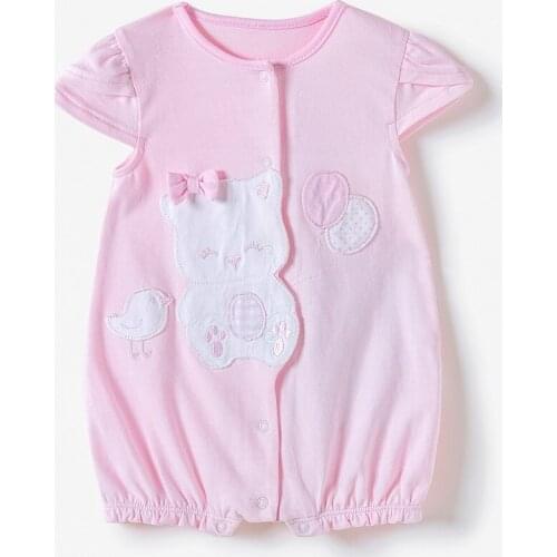 Vlinder Baby Girl Rompers baby Clothes girl Summer lovely Cotton Pink Cat Jumpsuits 6M~24M Infant Jumpsuits Pajamas