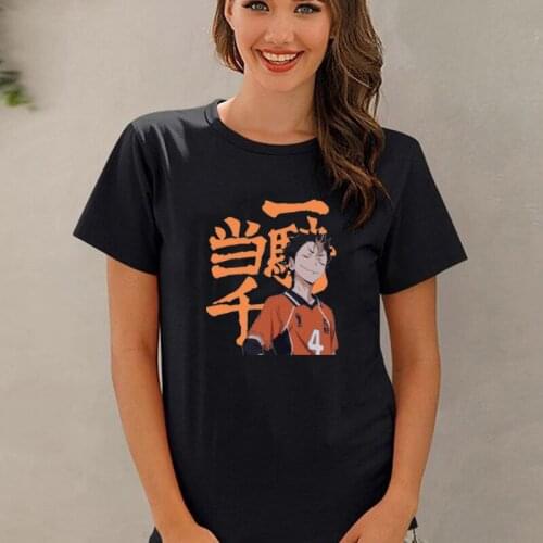 Summer Anime Oya Oya Oya Haikyuu Women T Shirt Hot Manga Fly High Karasuno Cartoon Female Tops Kawaii Pattern Streetwear Tee