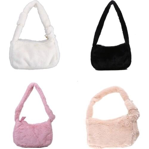 Shoulder Underarm Bag Women Plush Soft Autumn Winter Fashion Fluffy Female Tote Handbag
