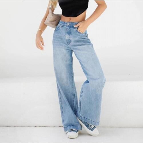 Woman Jeans High Waist Clothes Wide Leg Denim Clothing Blue Streetwear Vintage Quality 2021 Fashion Harajuku Straight Pants