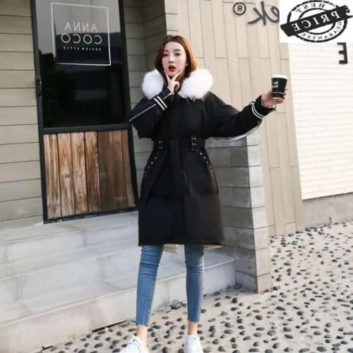 Korean Style Woman Parker Winter Womens Down Jacekt Fox Fur Collar Hooded Parkas Coat Female Clothing Casacos Feminino
