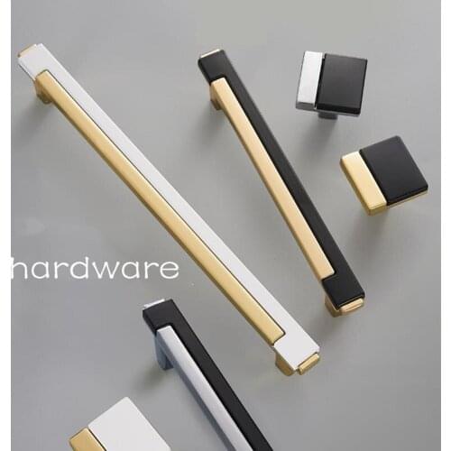 Gold Black Chrome Kitchen Handle Modern Zinc Alloy Cabinet Knobs and Handles Drawer Knobs Pulls Furniture Handle Door Hardware