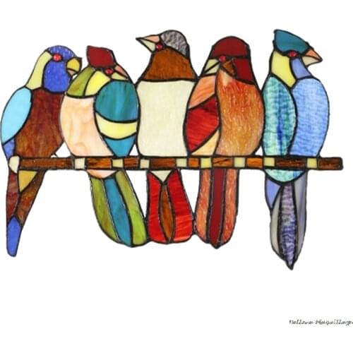 1PC 3D Bird Glass Stickers PVC Stain Glass Window Hangings Bird Pet Stickers Bedroom And Car Decoration