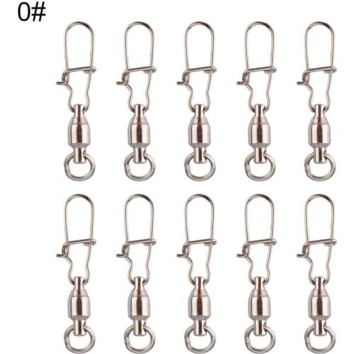 10Pcs 0# 1# 2# 3# 4# 5# 6# 7# 8#Stainless Steel Fishing Connector Pin Bearing Rolling Swivel Snap Pin Fishing Tackle Accessories
