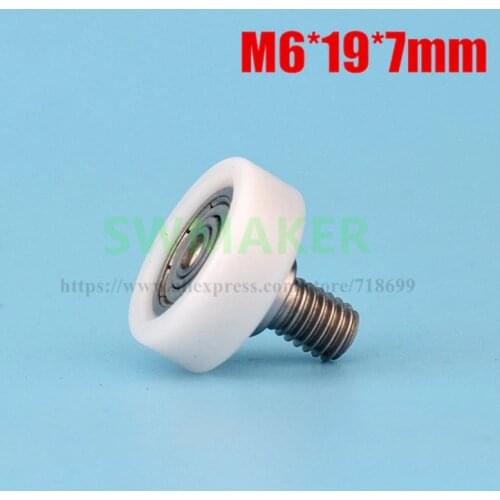 10pcs M6*19*7mm TOK DT-19 wrapped pulley, bearing roller, external thread, POM polyformaldehyde, engineering plastics