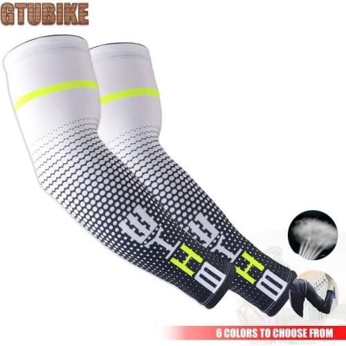 2PCS Cool Men Cycling Running Bicycle Sleeves UV Sun Protection Cuff Cover Protective Arm Sleeve Bike Sport Arm Warmers Sleeves