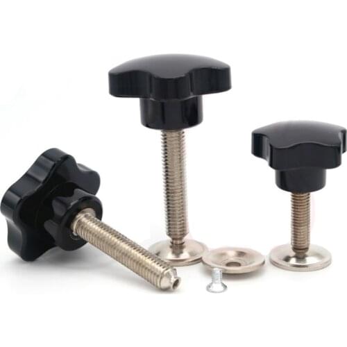 2pcs M10 Torx hand screw T&TX five stars bakelite with pad adjustment knob handle machine feet bolt black color 25mm-80mm length
